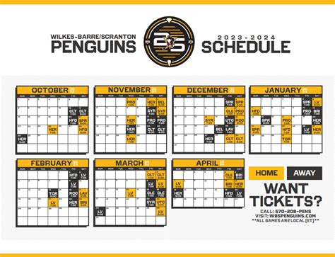 Penguins Schedule Calendar