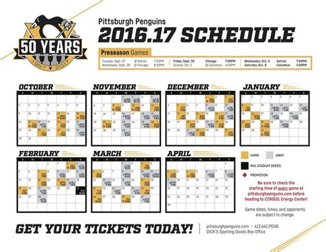 Penguins Schedule Download