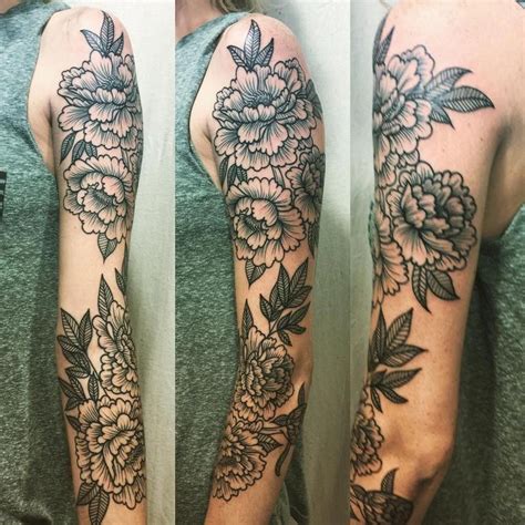 Peonies sleeve tattoo