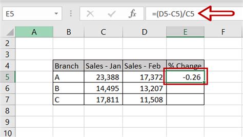 Percent Decrease Excel