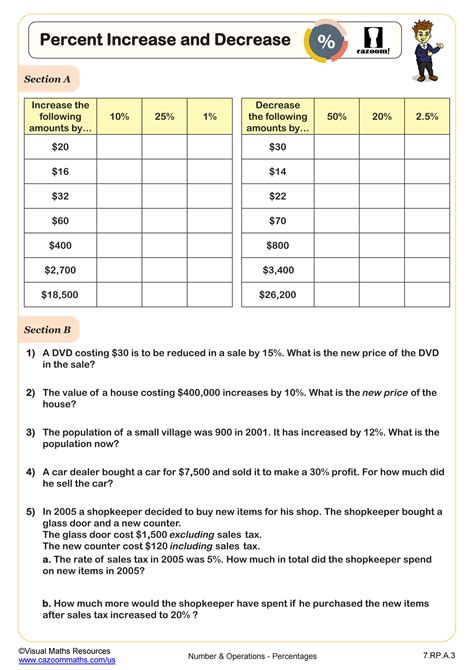 Percent Increase Decrease Practice