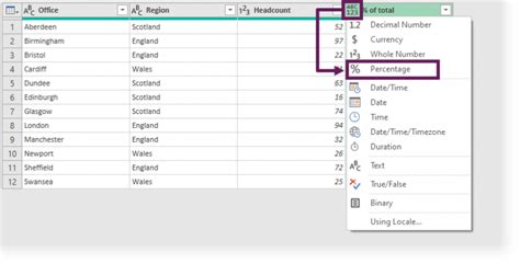 Percentage Change Power Query