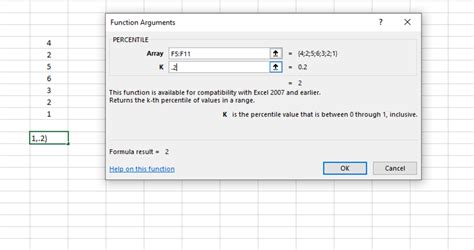 Percentile Function in Excel