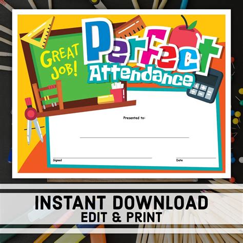 Perfect Attendance Certificate Template 1