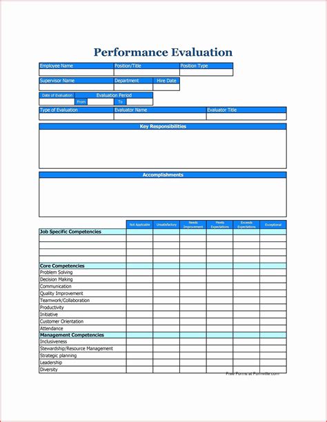 Performance Review Template Structure