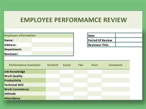 Performance Review Template Excel