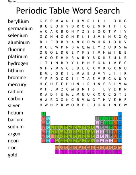 Periodic Table Word Search