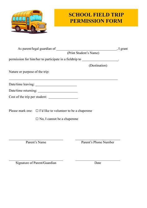 Travel Consent Permission Slip Template