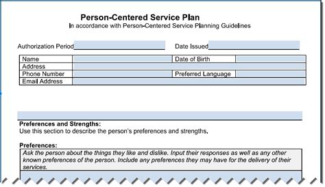 Person-Centered Plan Template for NC Residents Sample 2