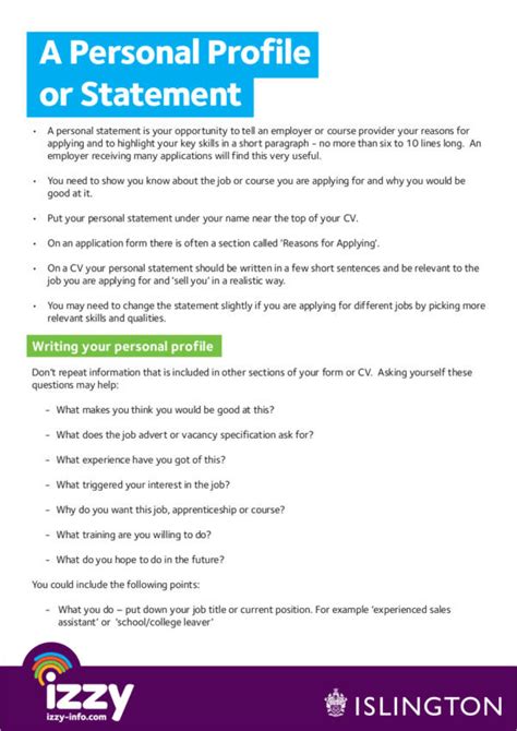 Person profile template example