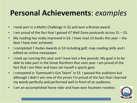 Description of Personal Achievements