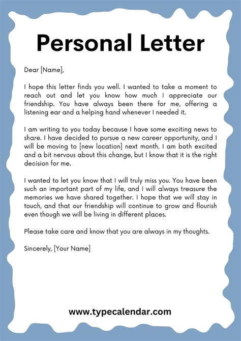 Personal letter template