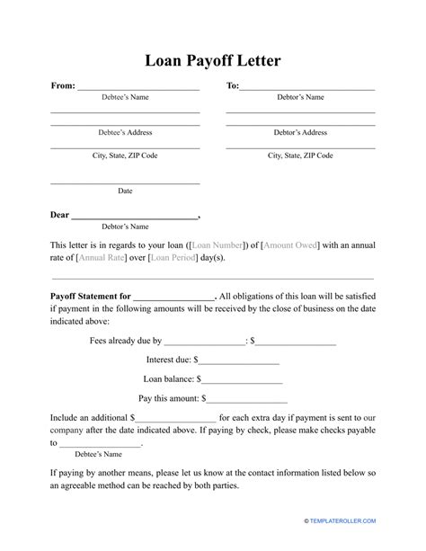 Personal Loan Payoff Letter Templates