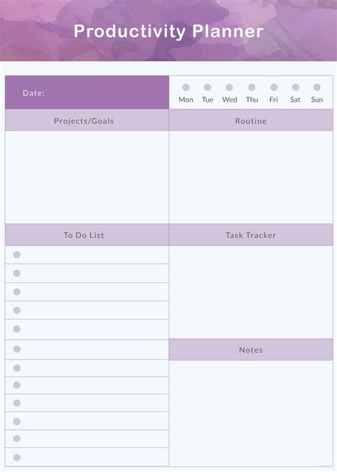 Personal Productivity Template Example