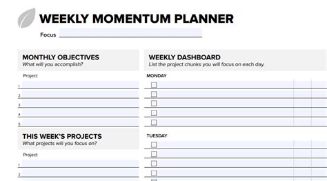 Personal Productivity Template Gallery Example