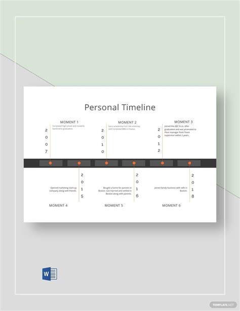 Personal Timeline Template InDesign