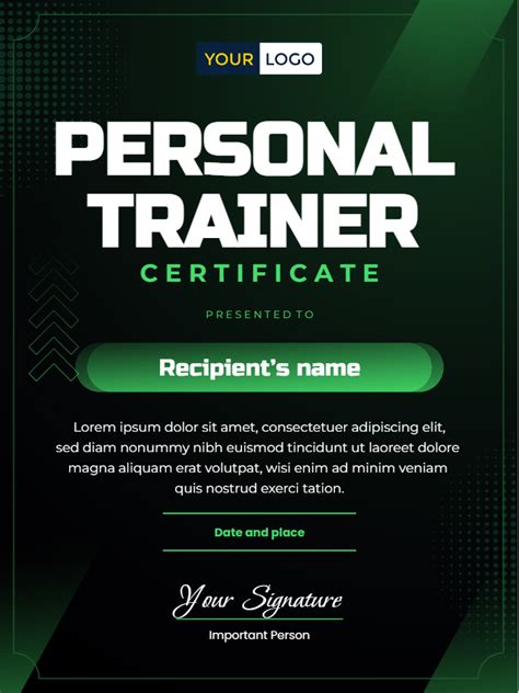 Personal Trainer Certificate Template