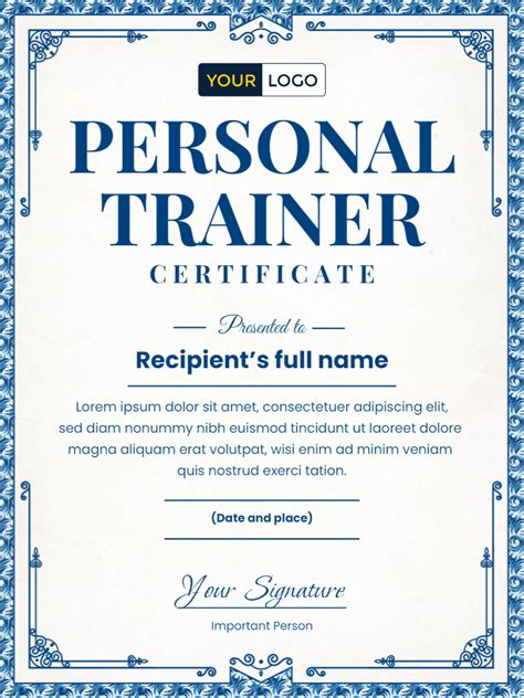 Creating a Personal Trainer Certificate Template