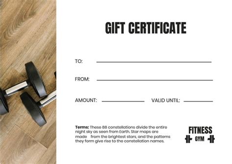 Personal Training Gift Certificate Template