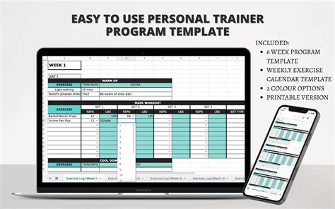 Personal training program template structure