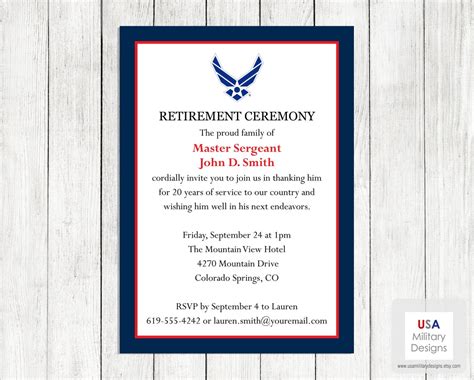 Personalized Air Force Retirement Templates