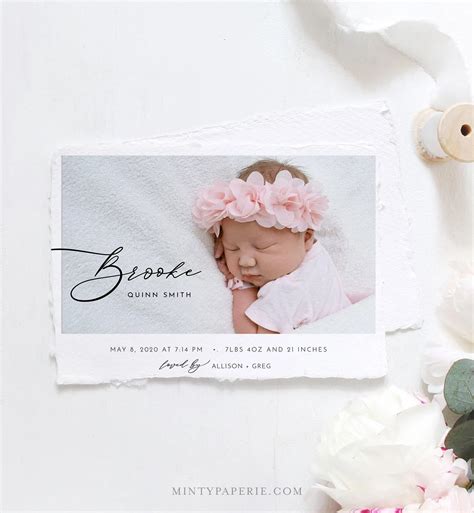 Personalized baby announcement template with neutral design