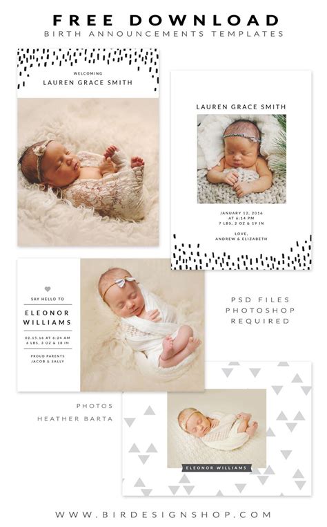 Personalized baby announcement template with watercolor design