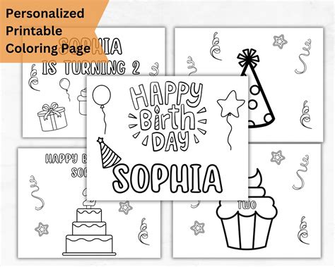 Personalized birthday coloring pages for kids