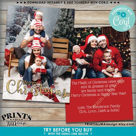 A Christmas card with a personalized message and photo