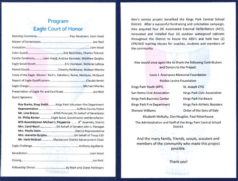 Personalized Eagle Scout Court of Honor Program Template