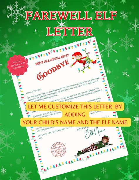 Personalized Elf Goodbye Letter