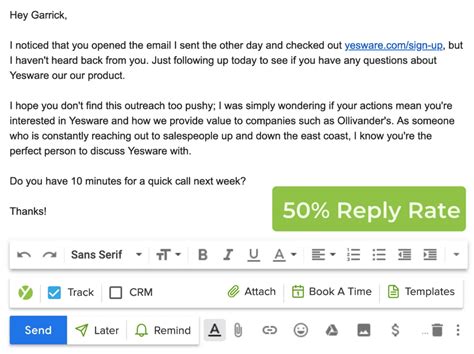 Personalized follow-up email templates