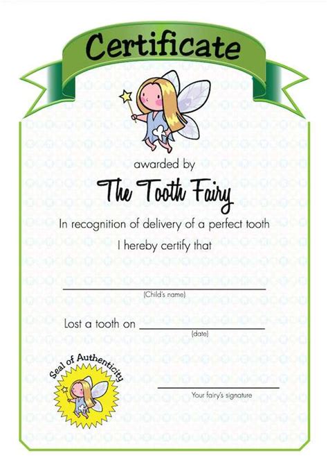 Personalized Tooth Fairy Certificates