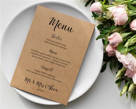 Personalized Wedding Menu Card