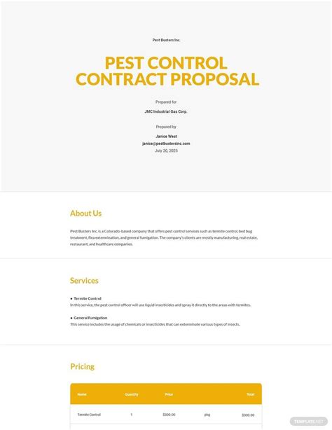 Pest Control Proposal Example