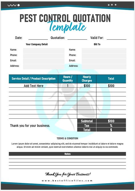 Pest Control Quote Template Layout