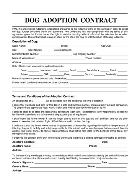 Pet Adoption Agreement Template