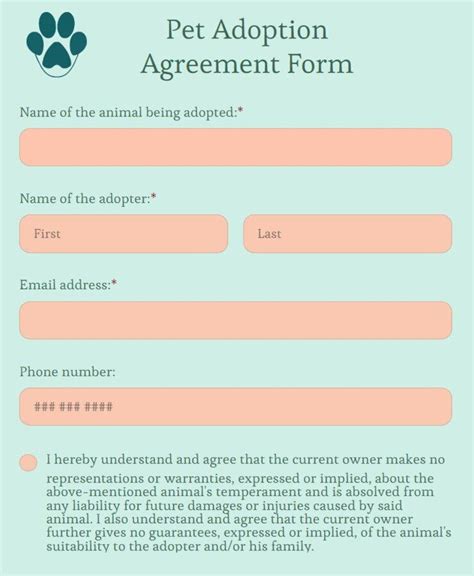 Pet Adoption Agreement Template