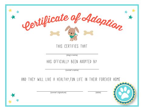 Pet Adoption Certificate Examples