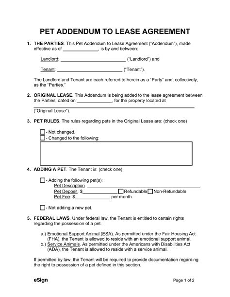 Pet Agreement Form Templates