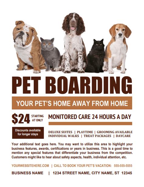 Pet boarding flyer templates