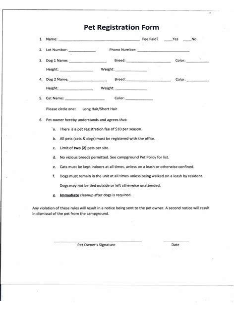 Example of a pet document template