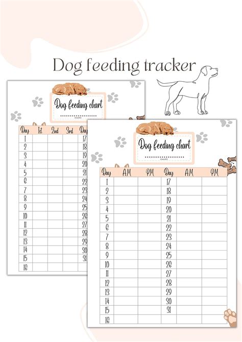 Pet feeding calendars example