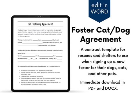 Pet Foster Care Agreement Template