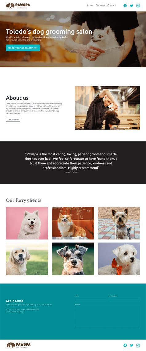 Pet Grooming Website Template Example