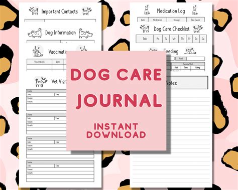 Example of a pet health journal template