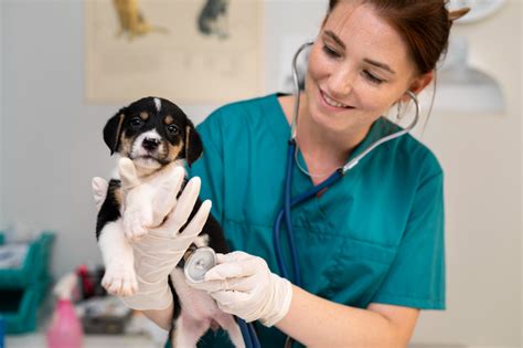 Pet owner with veterinarian