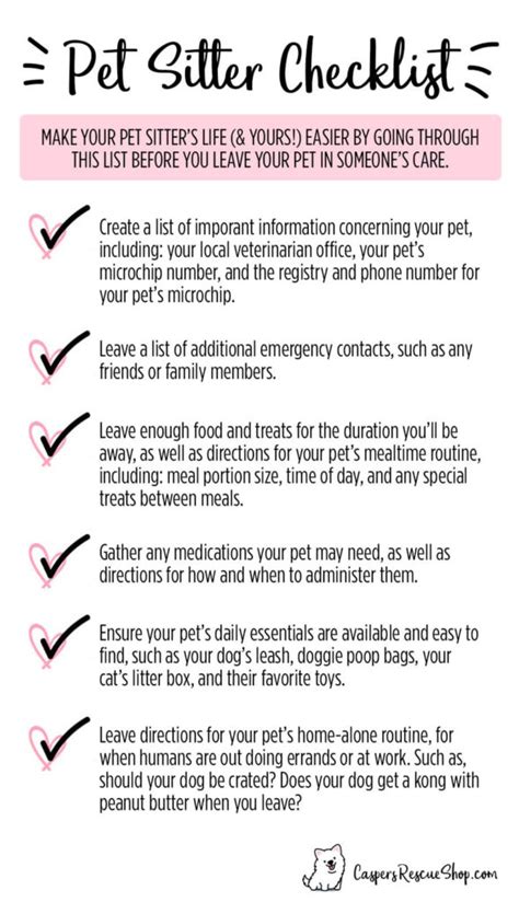 Pet Sitter Checklist