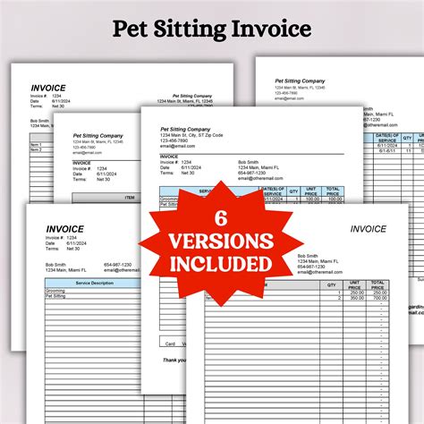 Pet sitting invoice template example