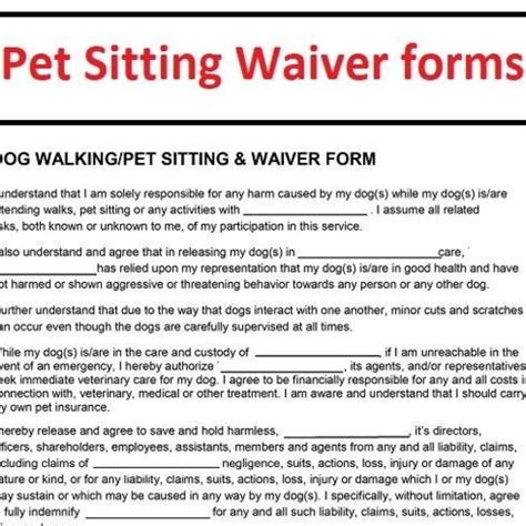 Pet sitting waiver templates